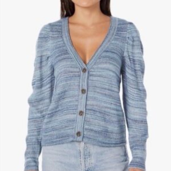 NWT Nic Zoe Harvest Cardigan Sweater Women’s Large Long Sleeve Blue V Neck - Picture 1 of 10